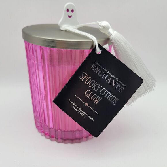 Halloween Ghost Candle Enchante Spooky Citrus Glow Reusable Container 10oz Pink - Picture 1 of 10